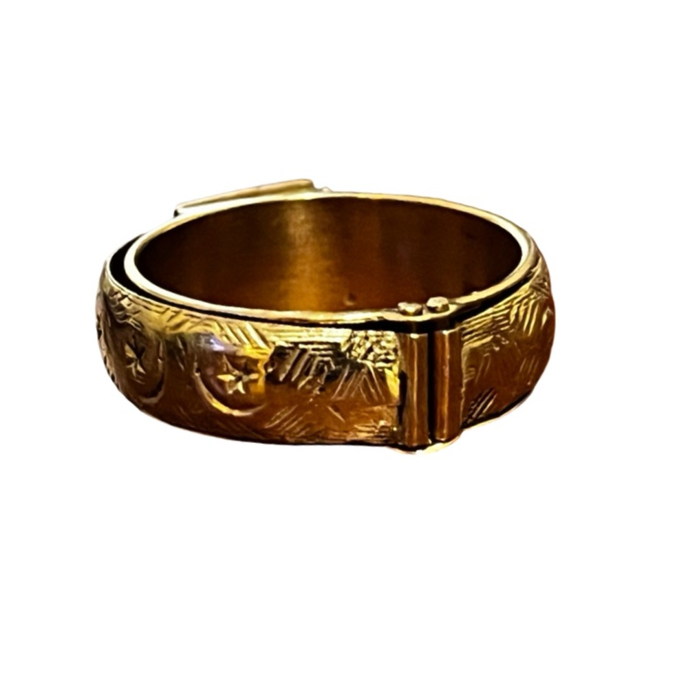 Rare Judaic Engagement Mazal Tov 18 Karat Gold Plated Secret Ring - Picture 7 of 13